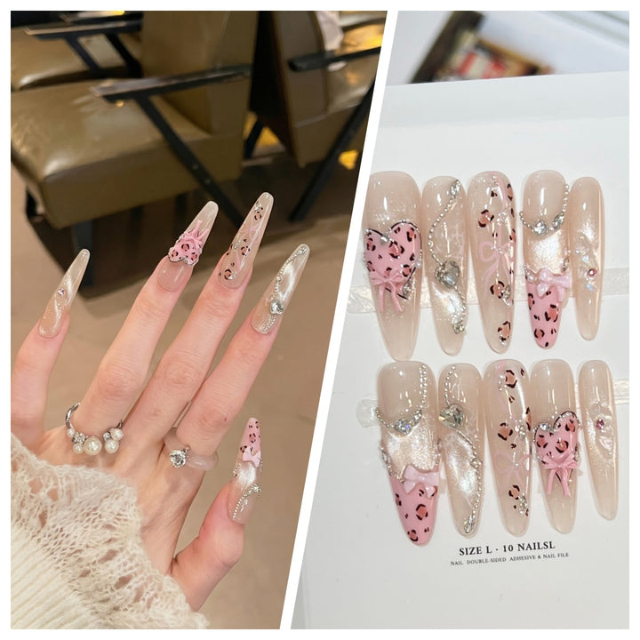 Artistic Stiletto Press-On Nail Set with Charming Patterns Stornfield