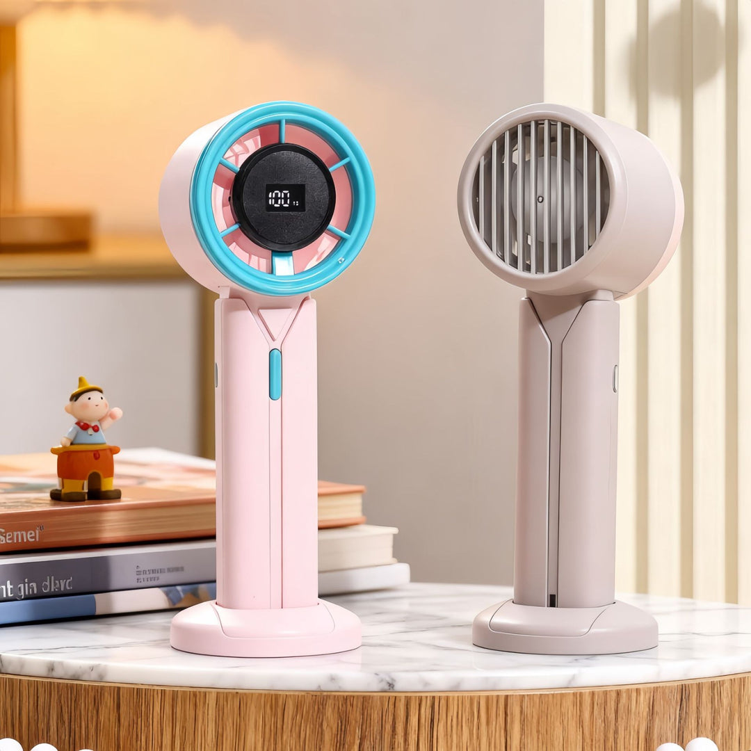 Ladies Portable Hand Fan with LCD Digital Display and USB Charging Function Stornfield