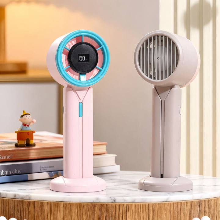 Ladies Portable Hand Fan with LCD Digital Display and USB Charging Function Stornfield