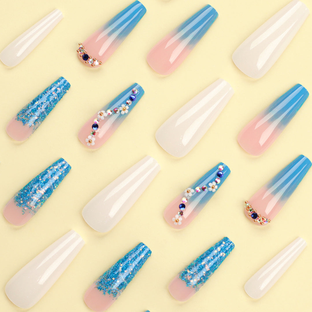 Artful nail extensions with floral ombre design Stornfield