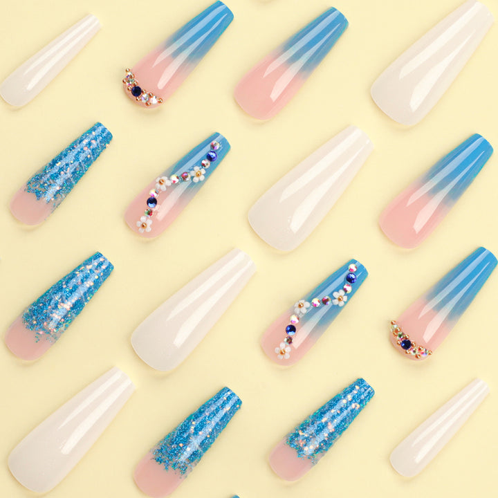 Artful nail extensions with floral ombre design Stornfield