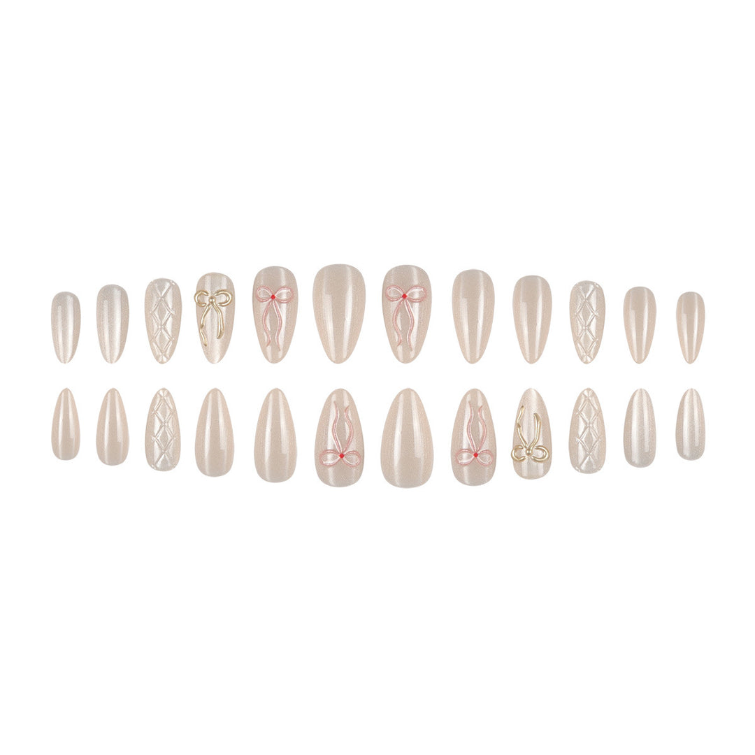 Elegant Stiletto Press-On Nails with Bow Accents Stornfield