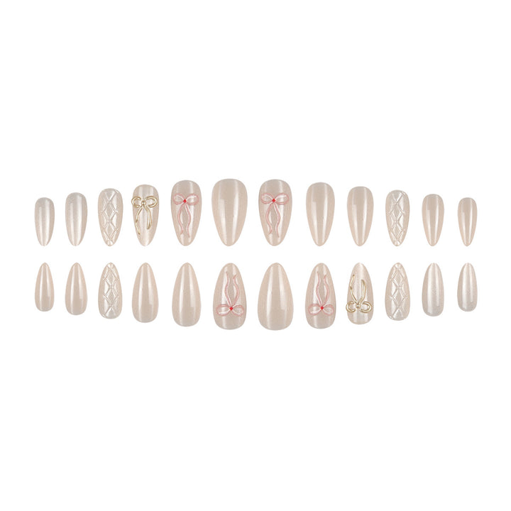 Elegant Stiletto Press-On Nails with Bow Accents Stornfield