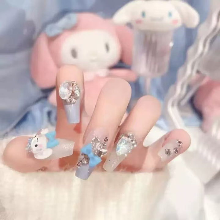 Creative artificial nails with 3D design and glitter accents Stornfield