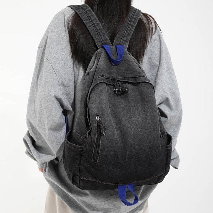 Casual Denim Wash School Backpack Stornfield
