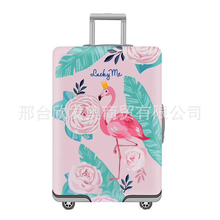 Unisex nan elastic motif suitcase cover made of stretchable polyester with handle and wheel openings Stornfield
