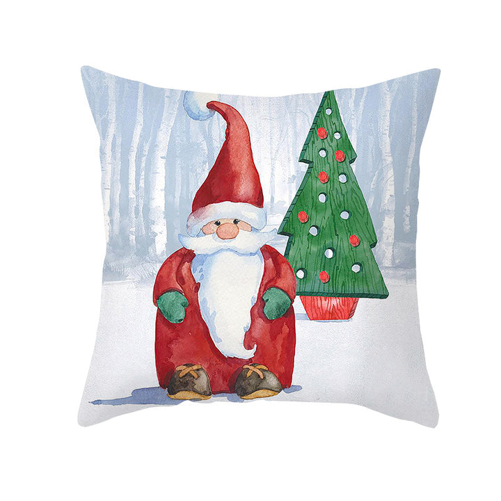 Holiday Decorative Throw Pillow Plush Polyester Cover Festive Santa Reindeer Snowman Print
