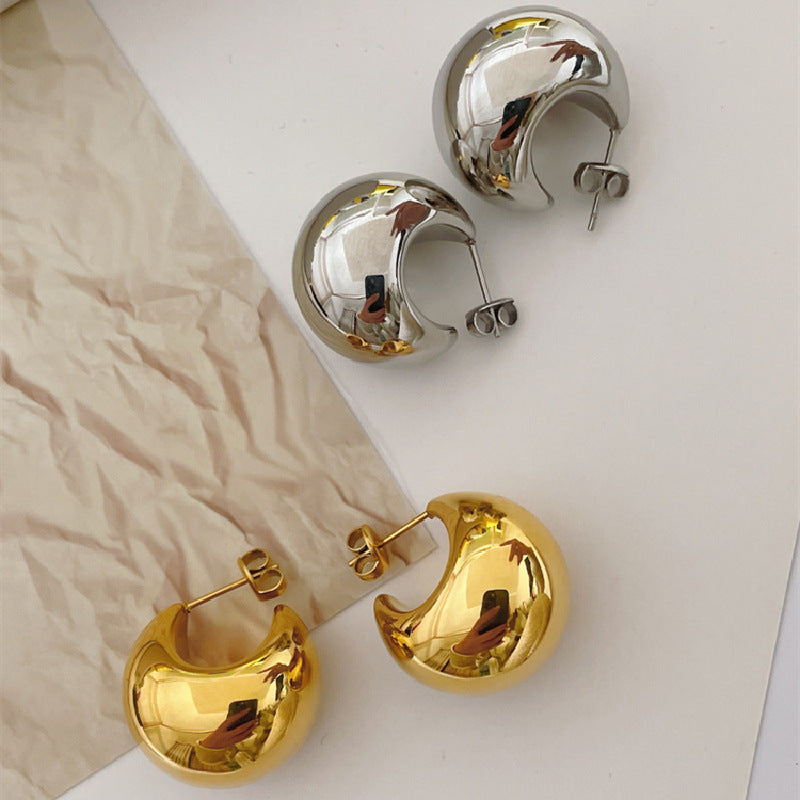 Shiny stainless steel stud earrings Stornfield