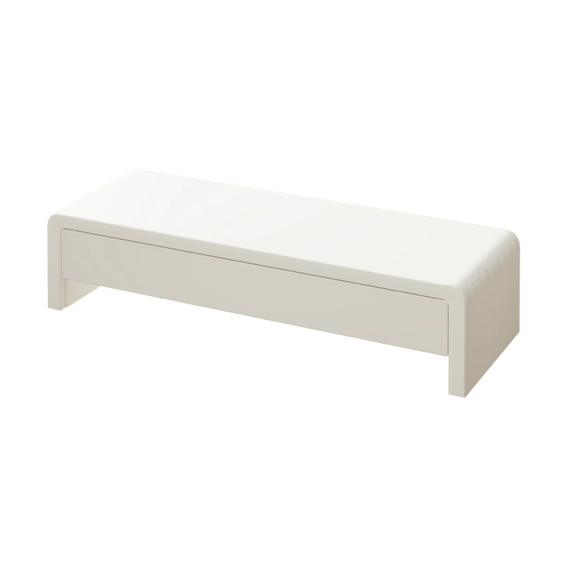 Wide Solid Wood Curved Desktop Monitor Stand Riser with Under-Shelf Storage