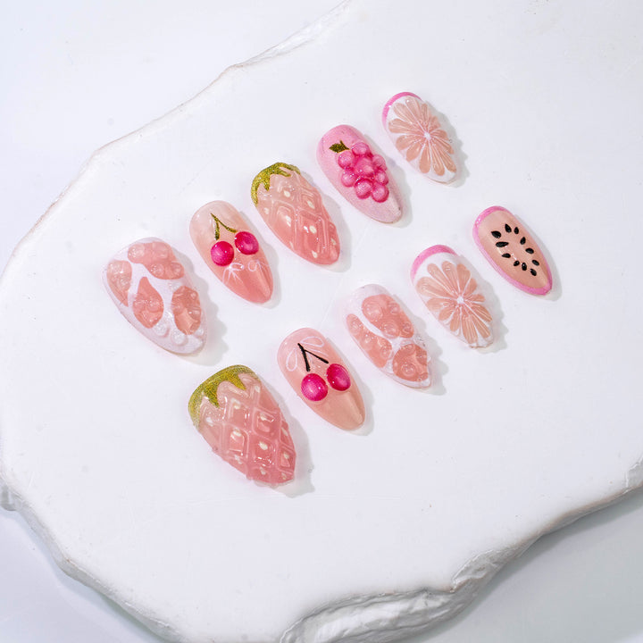 Fruit-Inspired Decorative Press-On Nails