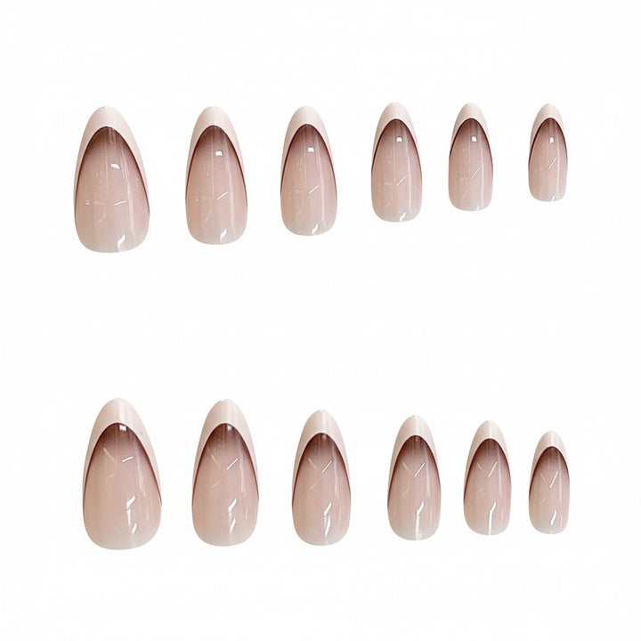 French Tip Almond-Shaped Press-On Nails Stornfield