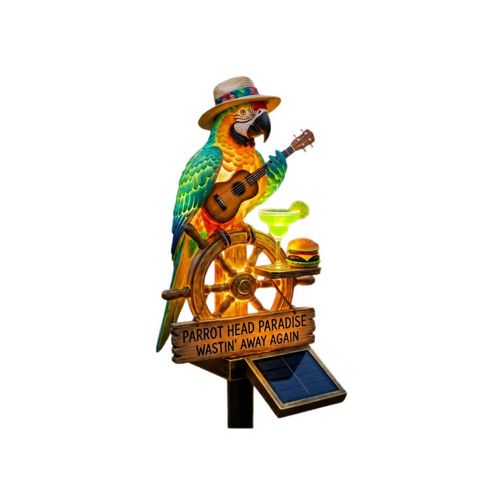 Decorative figure of a funny parrot with drink and guitar Stornfield
