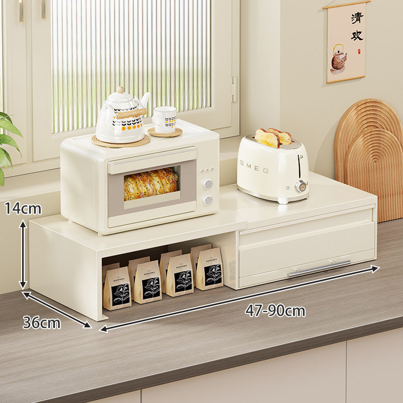 Adjustable Slide-Out Countertop Appliance Drawer and Pull-Out Platform Organizer