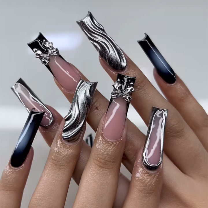 Artistic Nail Extensions with Metallic Design Stornfield
