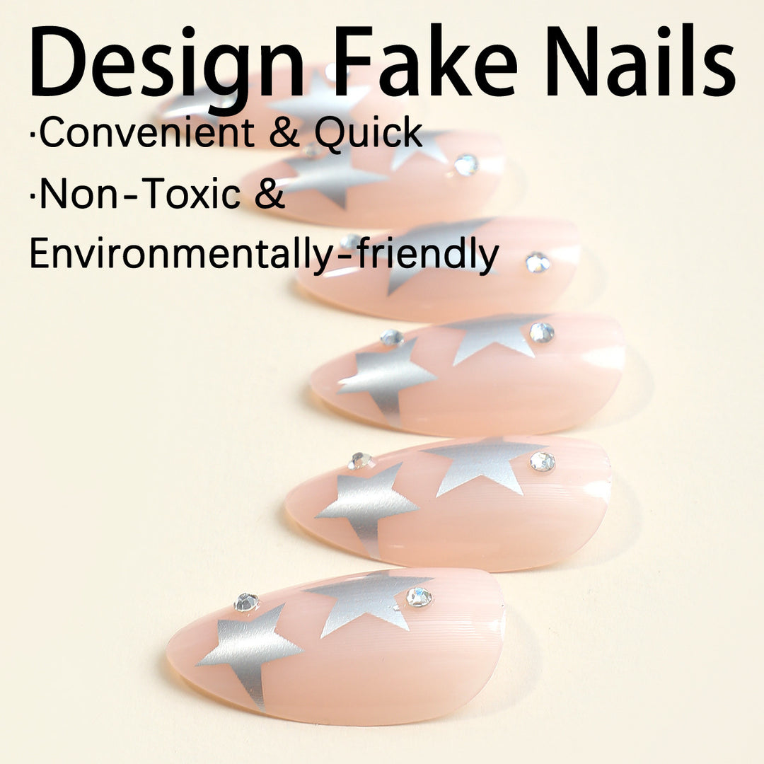 Acrylic nail set with glamorous star accents Stornfield
