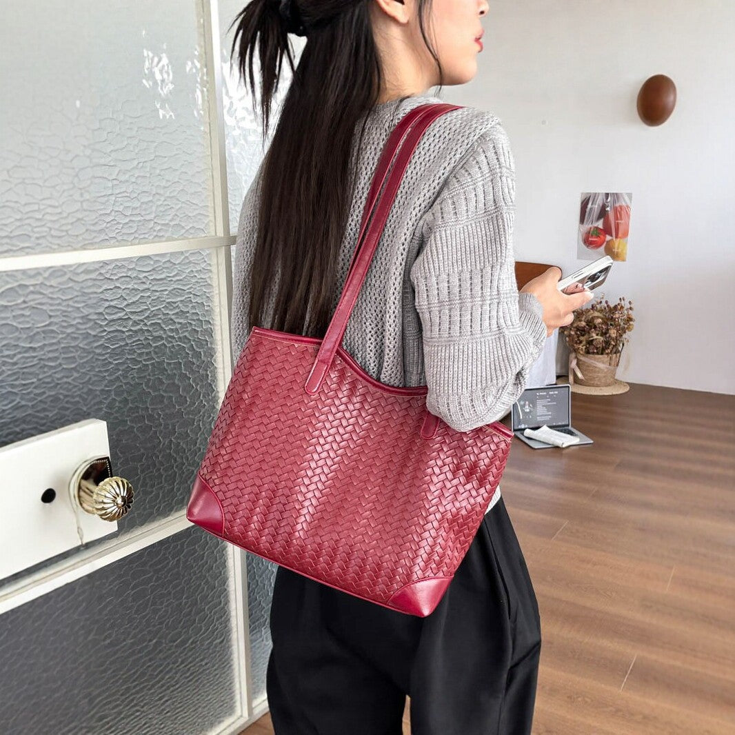 Woven Leather Tote Bag