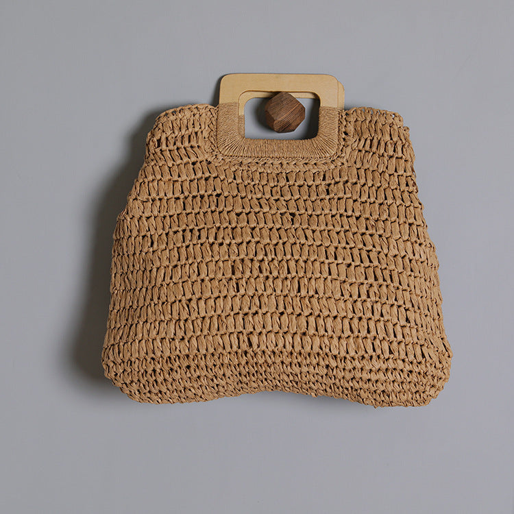 Basket bag with stylish wooden handle Stornfield