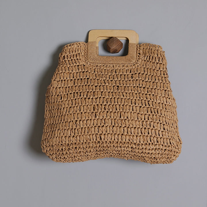 Basket bag with stylish wooden handle Stornfield