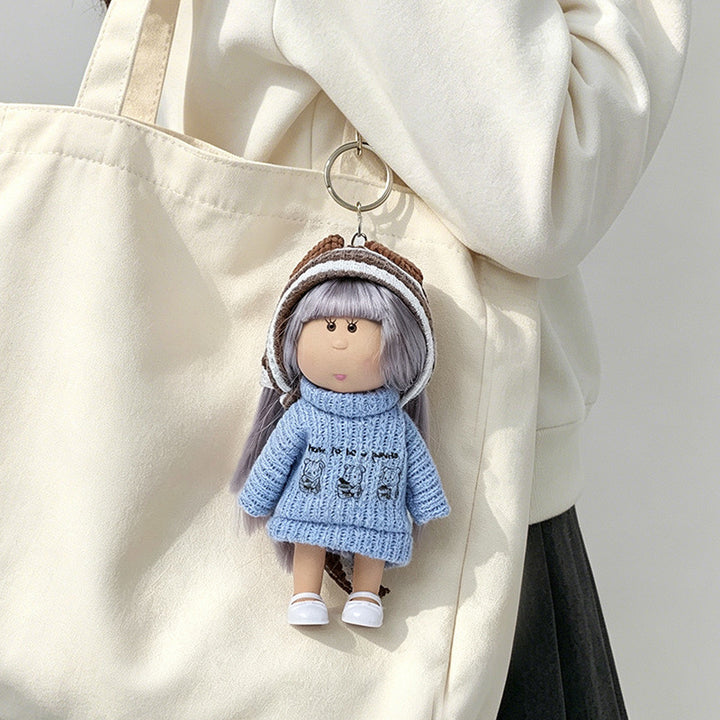 Hooded Doll Bag Charm Keychain with Denim Outfit & Loop Strap Stornfield