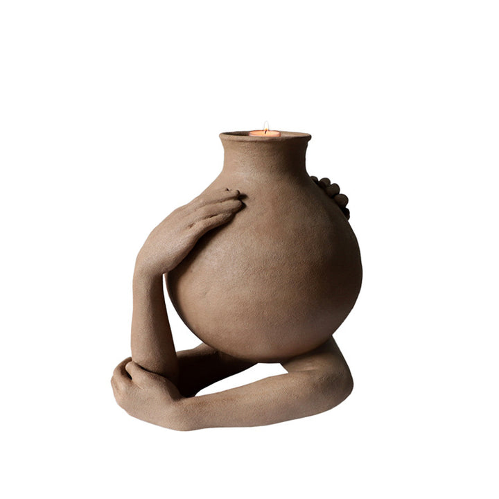 Artistic Hands-Embracing Decorative Vase