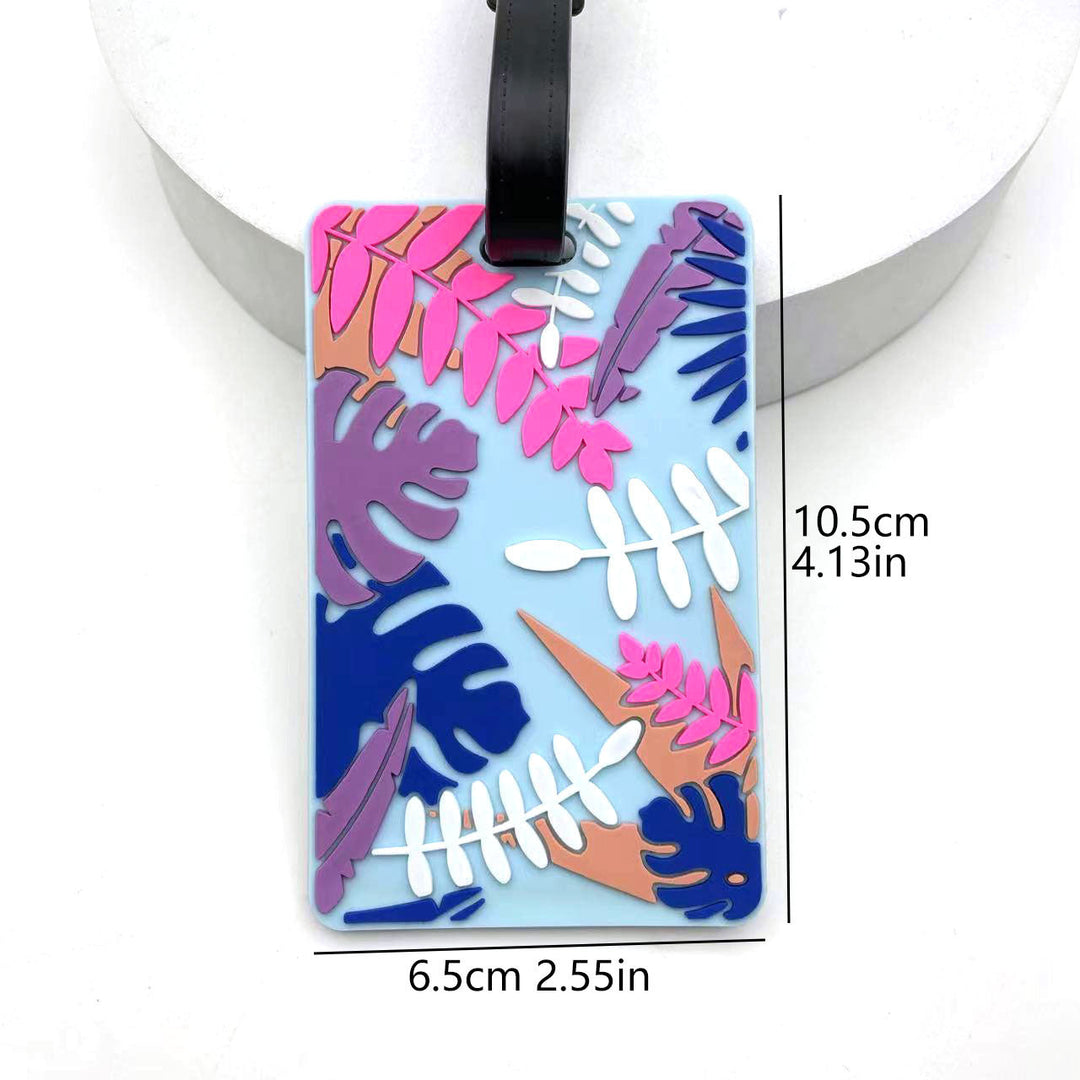 silicone tropical leaf luggage tag with embossed layered design Stornfield