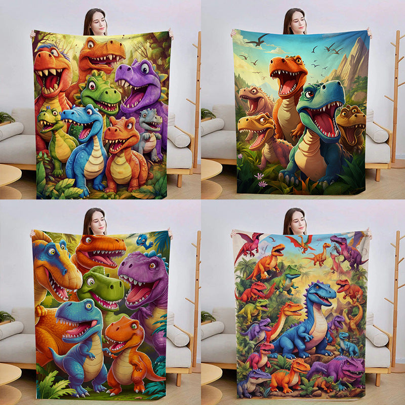 Illustrated Dinosaur Print Throw Blanket
