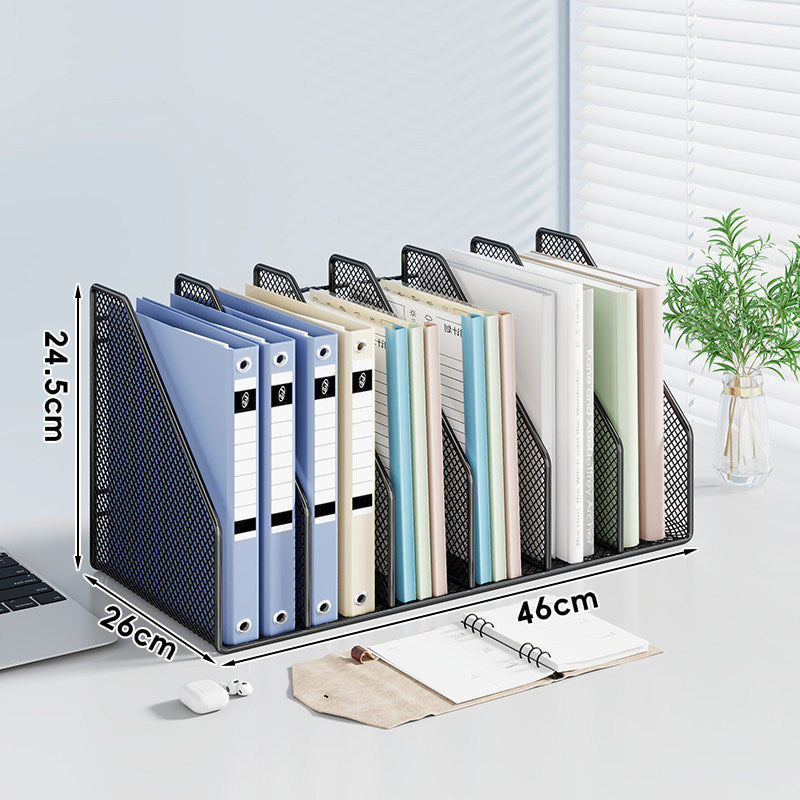 Mesh Desktop Vertical File and Folder Organizer Rack with Wide Slots and Non-Slip Base