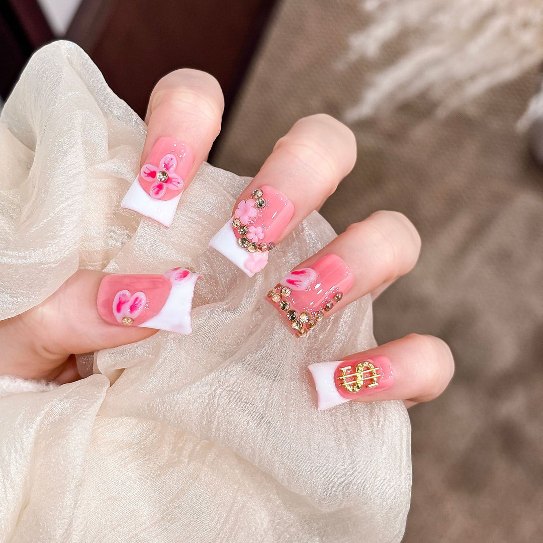 Artistic Floral Acrylic Press-On Nail Set