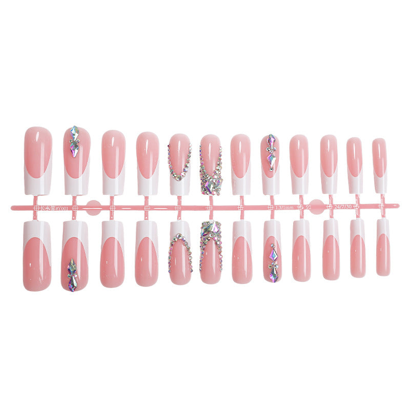 Decorative Press-On Nail Set with Gemstone Accents Stornfield