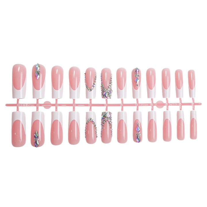 Decorative Press-On Nail Set with Gemstone Accents Stornfield