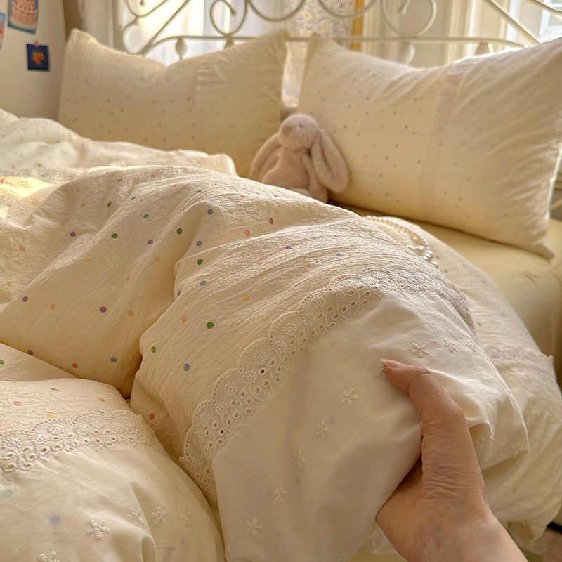 Soft Floral Embroidered Bedspread Set