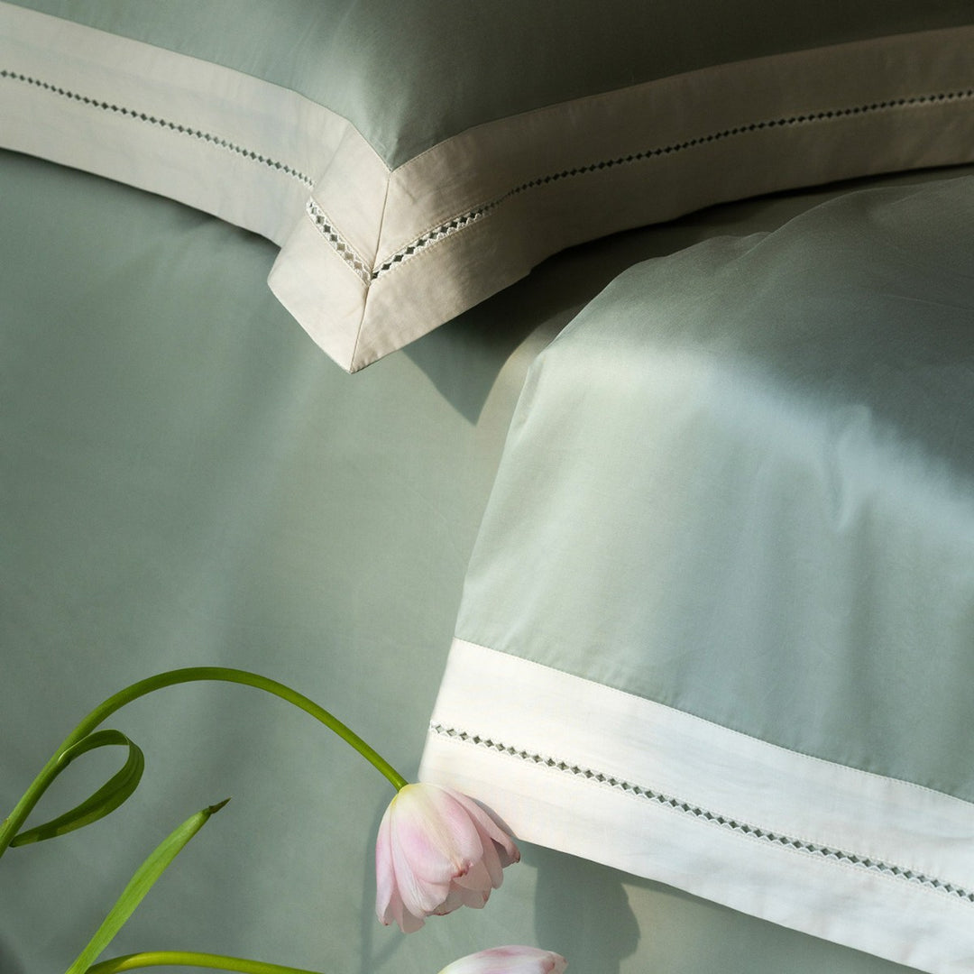 Cotton-Sateen Duvet Cover Set with Contrast Hem, Deep-Fit Corners & Oxford Shams