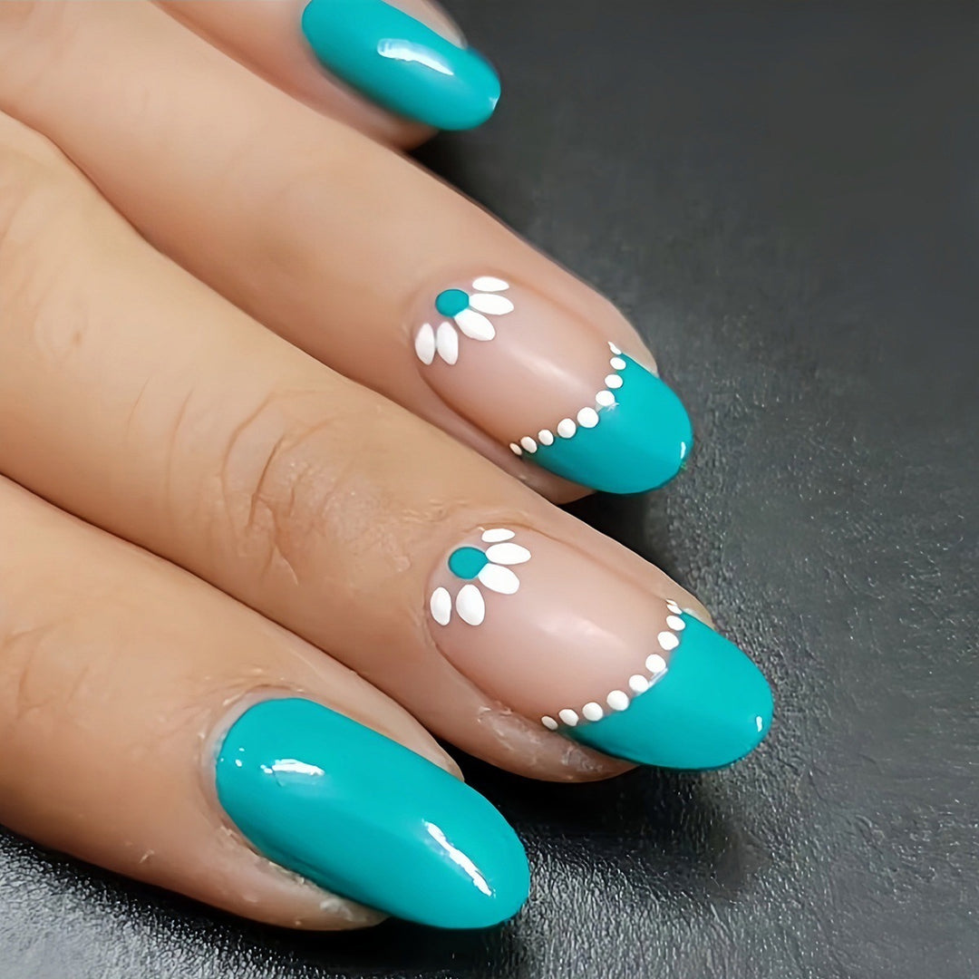 Decorative Floral Gel Press-On Nails Stornfield