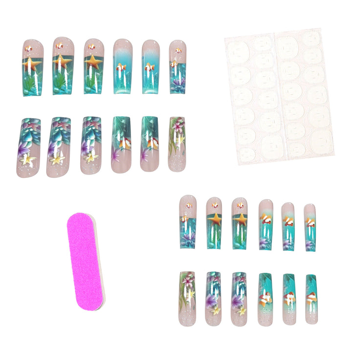 Artistic Underwater-Themed Nail Art Extensions Stornfield