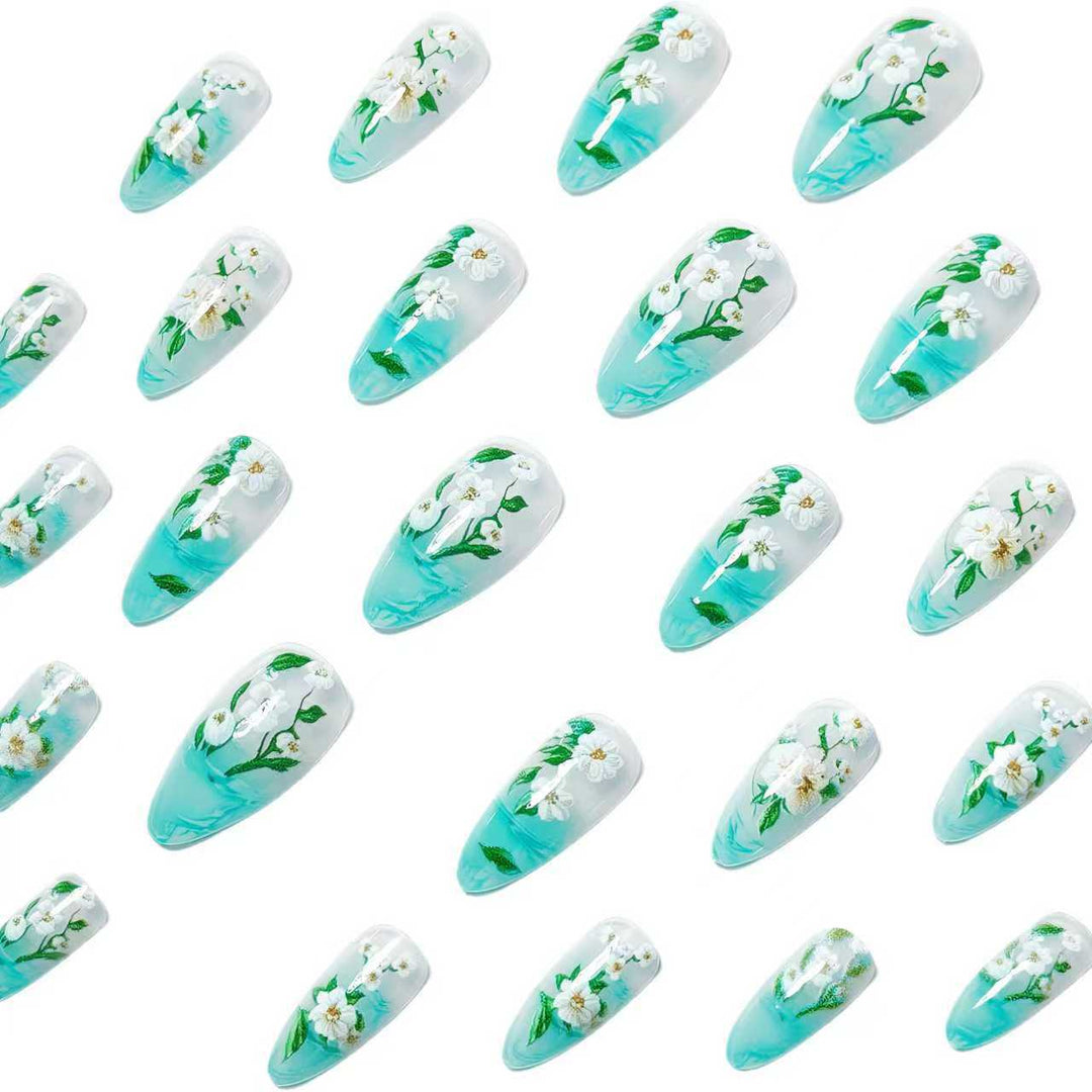 Elegant Artificial Nails in Floral Design Stornfield