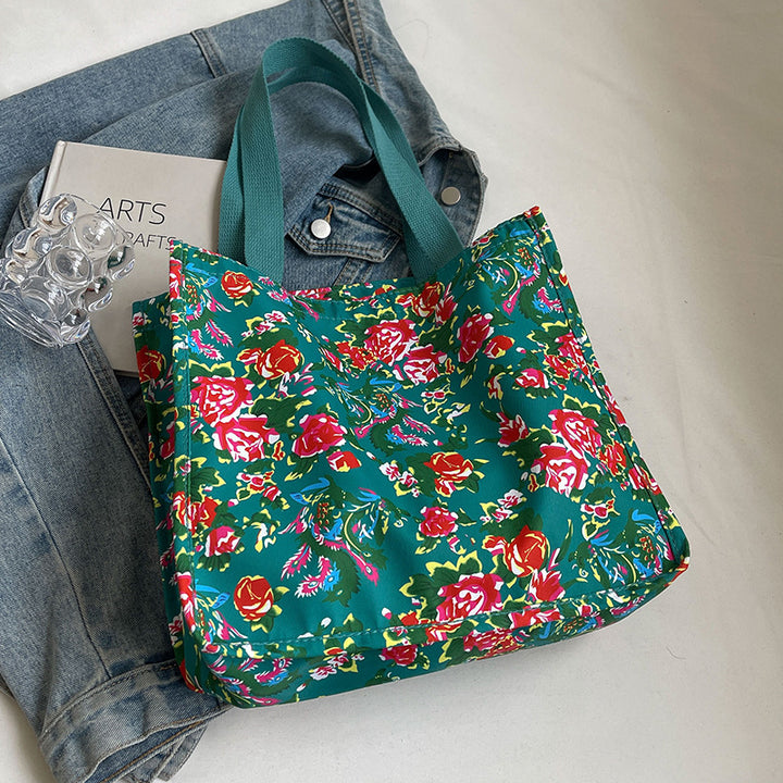 Floral Print Reusable Canvas Tote Bag