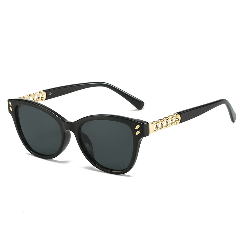 Ladies fashionable cat-eye sunglasses with luxurious chain accents Stornfield