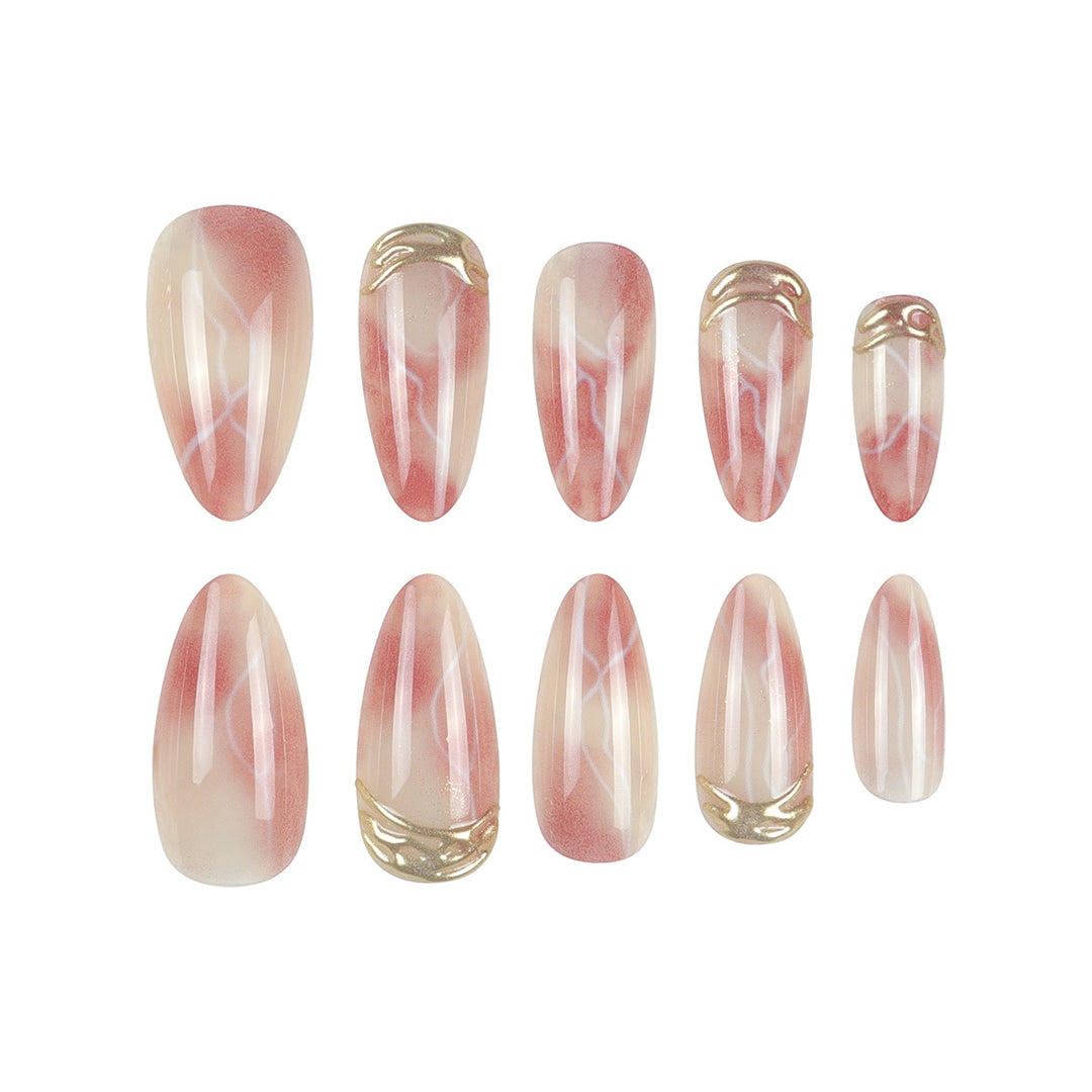 Elegant Stiletto Press-On Nail Set with Marble Design Stornfield