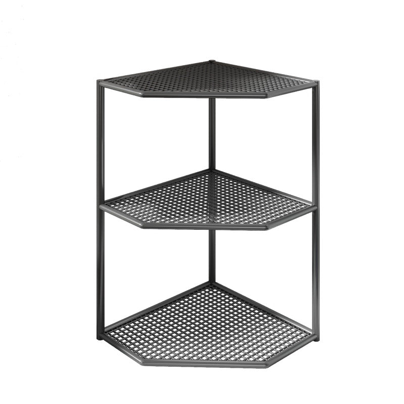 Three-Tier Corner Kitchen Countertop Organizer Shelf with Ventilated Metal Trays