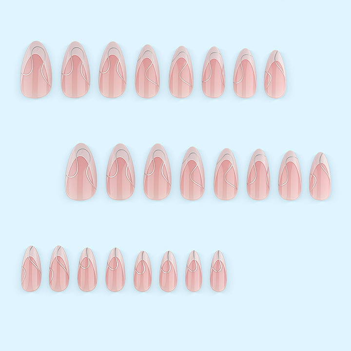 Artificial nails with elegant French design and curved accents Stornfield