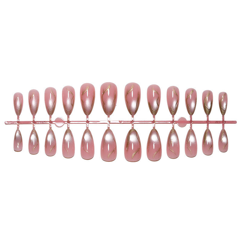Acrylic nail set with glamorous gradient and golden accents Stornfield
