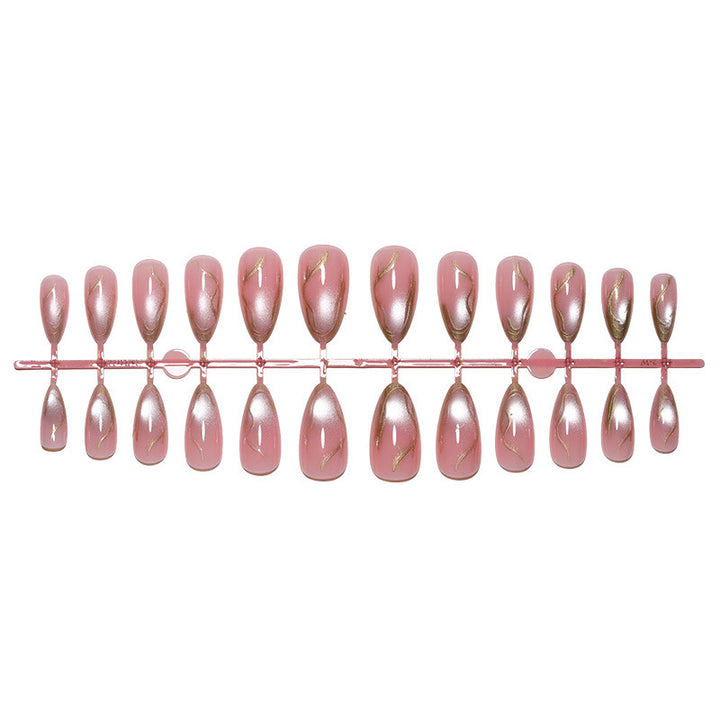Acrylic nail set with glamorous gradient and golden accents Stornfield