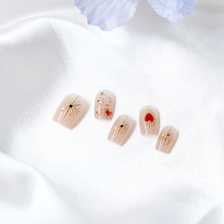 Artistic Press-On Nail Set with 3D Accents Stornfield