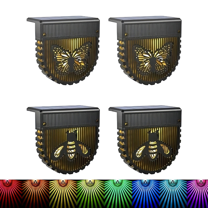 Decorative Solar Garden Wall Lanterns With Laser Cut Bee And Butterfly Motifs Stornfield
