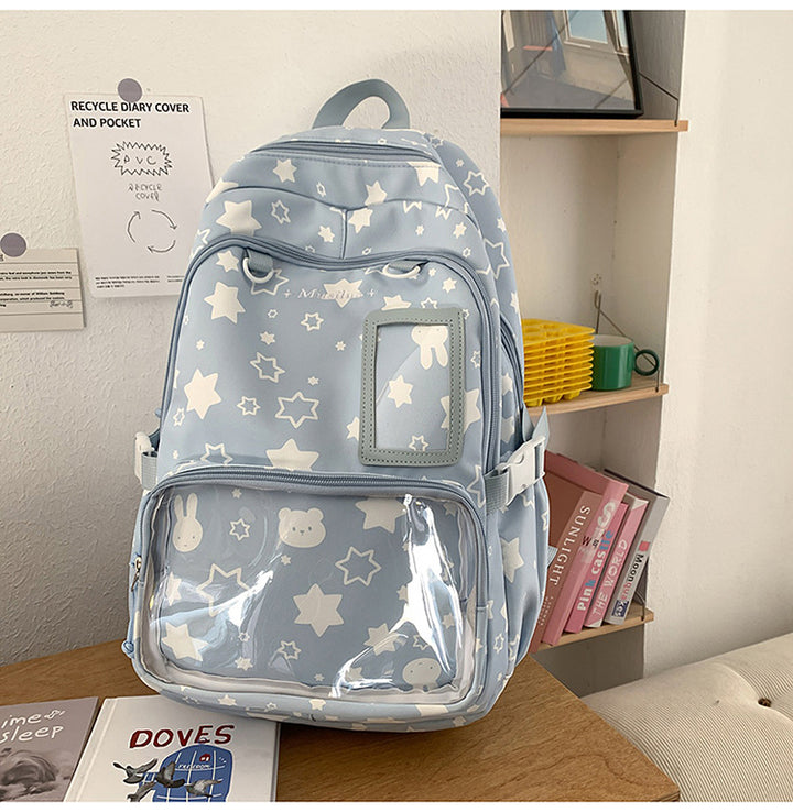 Star-Patterned Transparent Front Backpack Stornfield