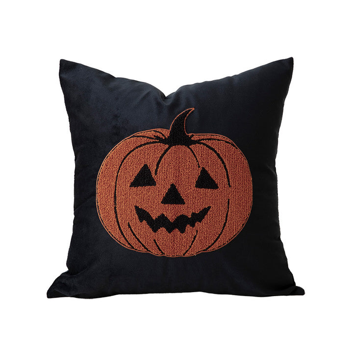 Square Decorative Pillow with Embroidered Halloween Ghost and Boucle Surface Stornfield