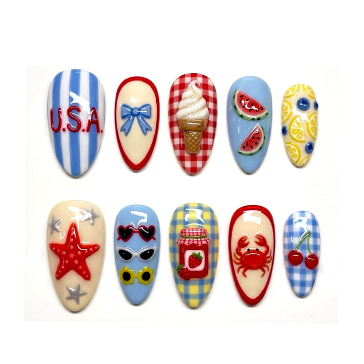 Artificial nail set with summery motifs Stornfield