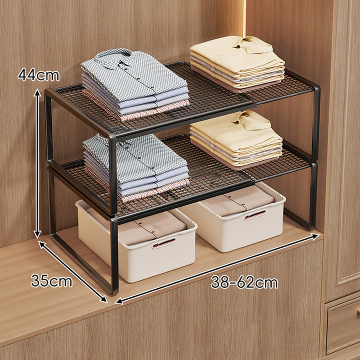 Adjustable Mesh Shelf Riser for Closet Countertop and Cabinet