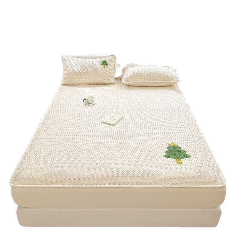 Plush Quilted Mattress Topper with Embroidered Puppy