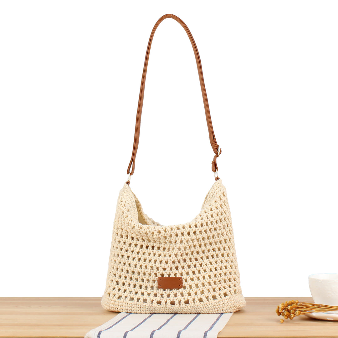 Macrame Crossbody Bag with Sturdy Leather Handle Stornfield